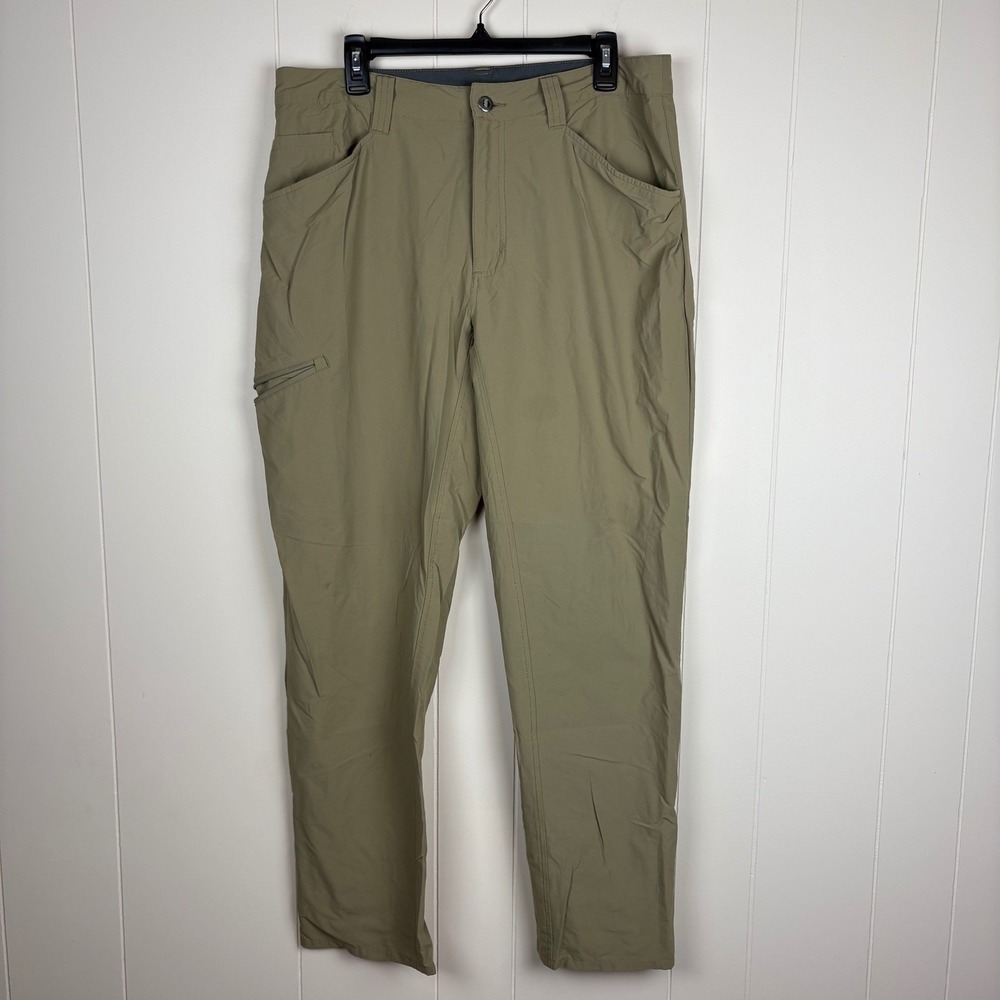 Patagonia Mens Quandary Hiking Pants Khaki Tan Straight Leg Tech Trousers 36x32